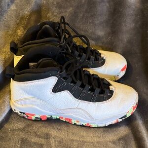 Nike Kids Black and White High-Top Sneakers with Multicolor Speckled Sole